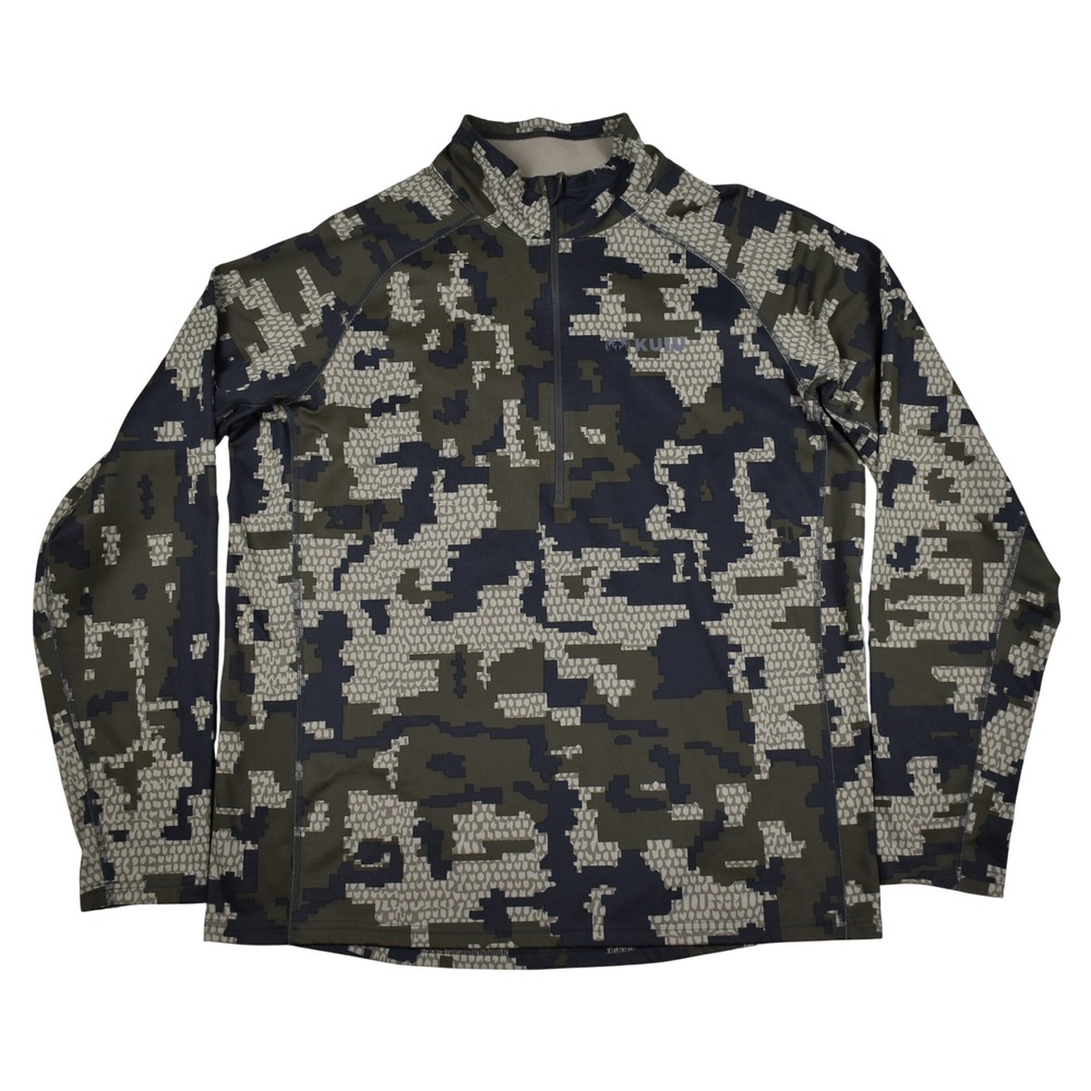 KUIU 1/4 Zip Pullover Verde Camo Hunting Shirt Mens XL Toray Tech Long Sleeve